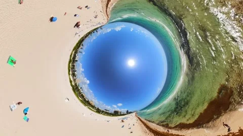 Aerial inverted tiny planet Miami Beach scene summer 2026 Stock Footage 342083040