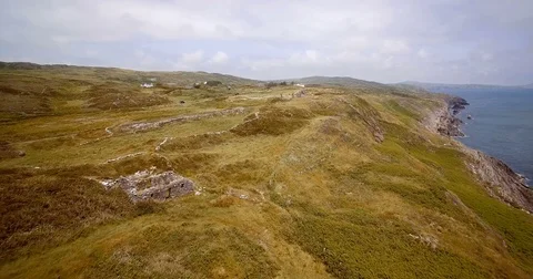 Aerial, Irish Cliffs, County Cork, Ireland Stock Footage