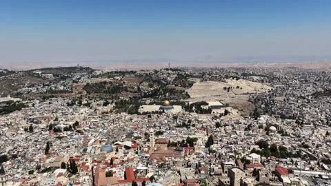 Aerial Jerusalem Old City Dead Sea Jordan Mountains Stock Footage 345659095