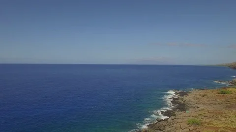 Aerial Jib Down From Ocean View to Cliffs &amp; Old Tree. Stock Footage 74110805
