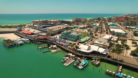 Aerial Johns Pass Boardwalk Madeira Beach  Stock-Footage 284243553