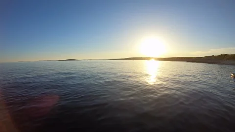 AERIAL Kayaking at sunset Stock Footage 112132660