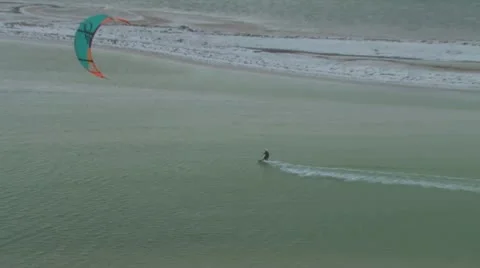 Aerial Kiteboarder Push Pull Video stock 10891204
