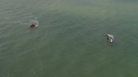 Aerial Kiteboarder Training Video stock 10891300