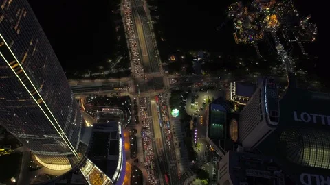Aerial Korea Seoul April 2017 Jamsil Lotte Tower Night Stock Footage
