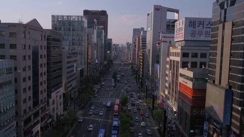 Aerial Korea Seoul April 2017 Gangnam Sunny Day Stock Footage