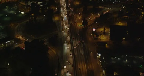 Aerial of LA freeway, night Stock Footage 104279999