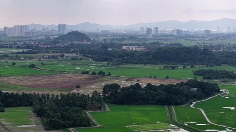 Aerial Labuh Banting Rice Fields and Dis... | Stock Video | Pond5