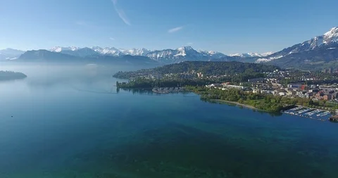 Aerial of Lake Lucerne Stockbeeldmateriaal 89942607