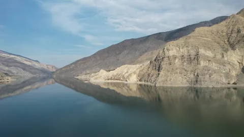 Aerial lake reflection Video stock 257117435