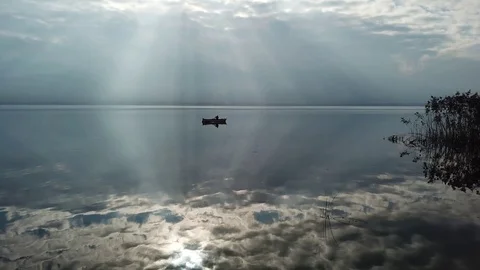 Aerial lake reflection light beam kocaeli TURKEY 17 Stock Footage 104076206