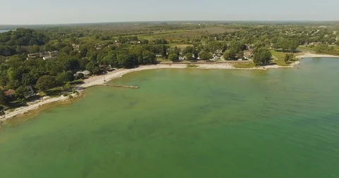 Aerial of lake shore Stock Footage 103291623