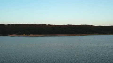 Aerial lake sunset time Stock Footage 237478410