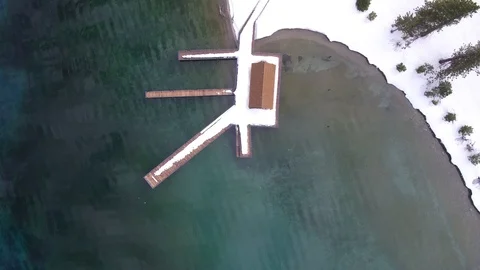 Aerial of Lake Tahoe Dock,  Birds Eye View Stock Footage