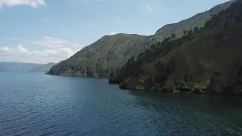 Aerial Lake Toba Side Stock Footage