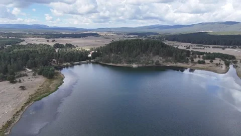 Aerial lake view. Cloudy sky 4K video Stock Footage 284620823