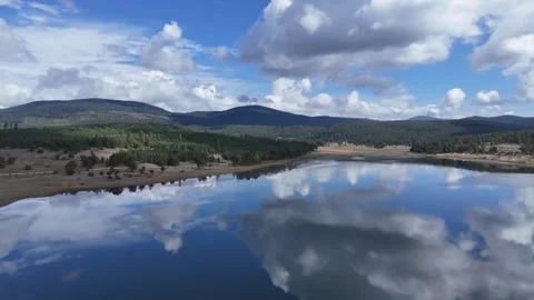Aerial lake view. Cloudy sky 4K video Stock Footage 284620931