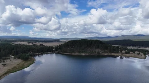 Aerial lake view. Cloudy sky 4K video Stock Footage 284622072