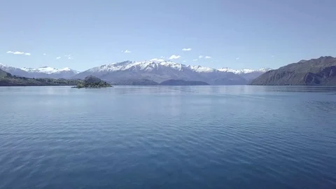 Aerial of Lake Wanaka and Mount Alta in New Zealand 4K Stock Footage
