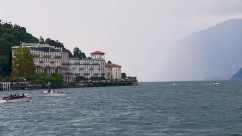 Aerial landscape on Como lake between mountains in Italy Stock Footage 301636087