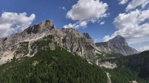 Aerial landscape of dolomites with some clouds Video stock 263267732
