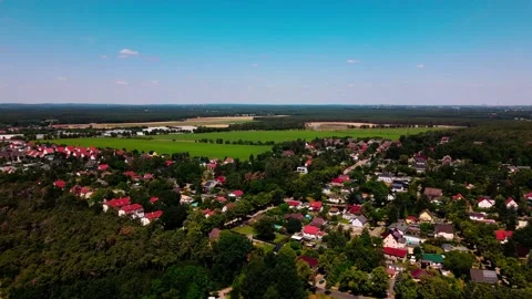Aerial landscape of fields during summer in the village of Thyrow Brandenburg 스톡 동영상 249525646