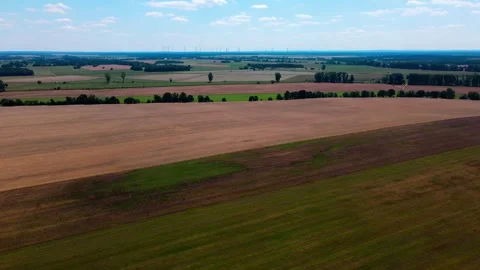 Aerial landscape of fields during summer in Thyrow Brandenburg 스톡 동영상 249525735