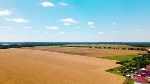 Aerial landscape of fields during summer in Thyrow Brandenburg Stock Footage 249525841