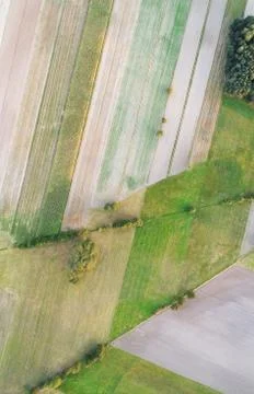 Aerial landscape with fields at sunset Stock Photos