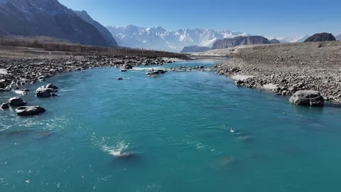Aerial Landscape of Indus River Flowing Through Pakistan Stock Footage 345744420