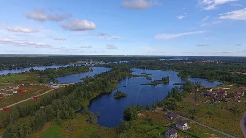 Aerial landscape with lakes Stock Footage 79613858