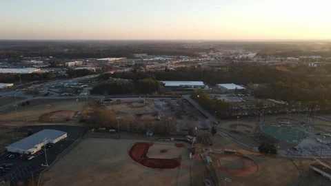 Aerial landscape Legions Park winter after Hurricane Helene Conyers Rockdal.. Video stock 317083653