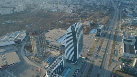 Aerial landscape of Sofia. Construction of new modern buildings in Bulgaria Stock Footage 124324495
