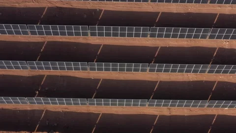 Aerial landscape of solar panels texture as photovoltaic energy system in the Stock Footage 164875584