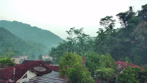 Aerial landscape using drones, residential atmosphere in the village with drones Stock Footage 315741966