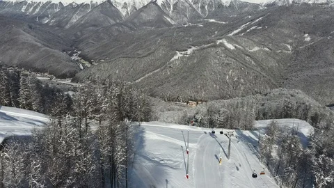 Aerial landscape view of Caucasus Mountains in Gorky Gorod, Sochi, Russia. Video stock 101092182