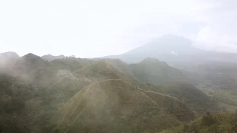 Aerial landscape view of countryside fields, mountain background Stock Footage 317295116