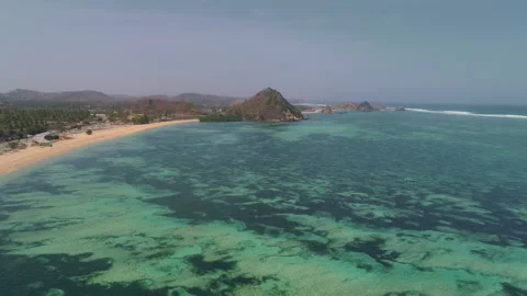 Aerial landscape view of kuta mandalika beach Stock Footage