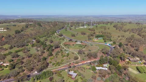 Aerial landscape view toward Mount Panorama in Bathurst NSW Video stock 334925808