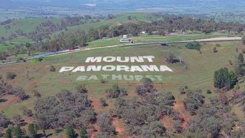 Aerial landscape view toward Mount Panorama in Bathurst NSW Stock-Footage 334926627