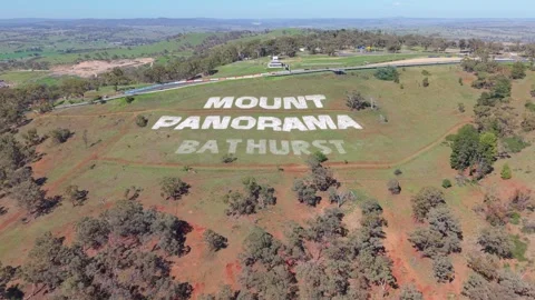 Aerial landscape view toward Mount Panorama in Bathurst NSW Stock-Footage 334927056