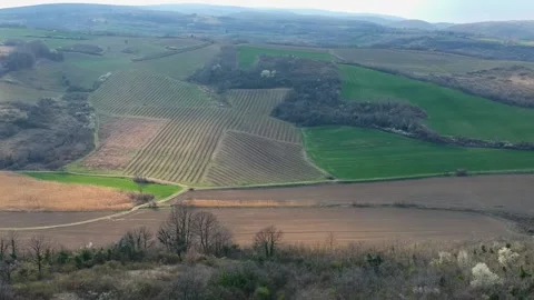 Aerial landscape view tractor Video stock 145019941
