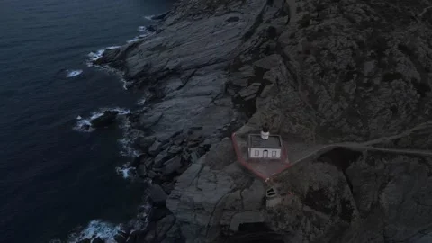 Aerial landscape of waves crashing onto rocks in Cadaques along Costa Brava.. 스톡 동영상 244789853