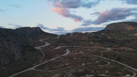 Aerial landscape windy roads near Nafplio at Karathona Beach winter in Medi.. Video stock 316170053