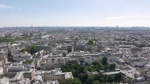 Aerial large drone view of the architecture in the center of paris Stock Footage 252097374