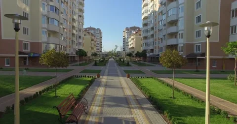 Aerial. Large modern middle class residential area. 4K Video stock 57296908