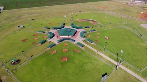 Aerial of Large Public Baseball Complex Stock Footage 74566094
