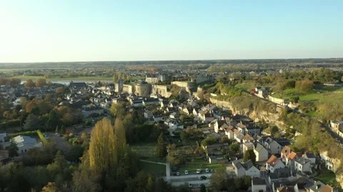 Aerial large Vertical view of Amboise Castle Video stock 222995465