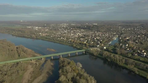 Aerial large view of Pont Canal de Briare Video stock 144635429