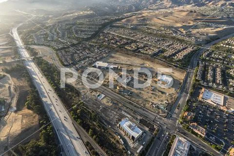 Aerial Late Afternoon View of Porter Ranch ~ Premium Photo #99122244
